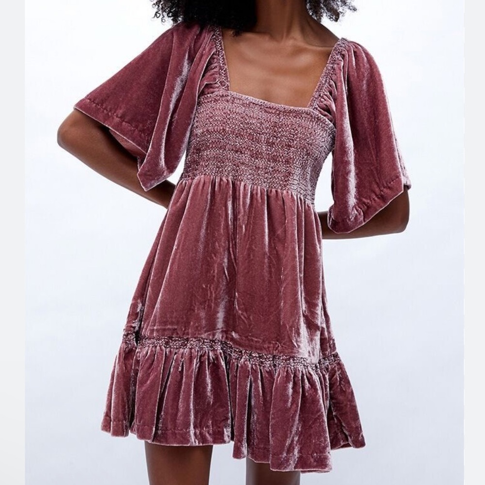 Free People Easy To Love Velvet Black Current Mini Dress